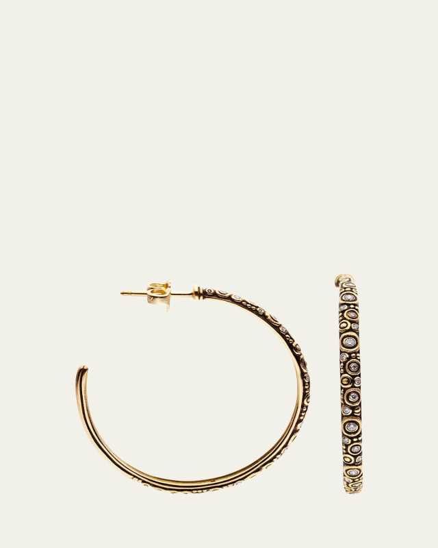 18K Yellow Gold Diamond Hoop Earrings